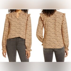 Rachel Parcell Leopard Print Women's Top long sleeve blouse